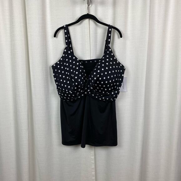 Swimsuits For All Black&White Dot Underwire Tankini Top Sz.46DDD NWT - Picture 3 of 16